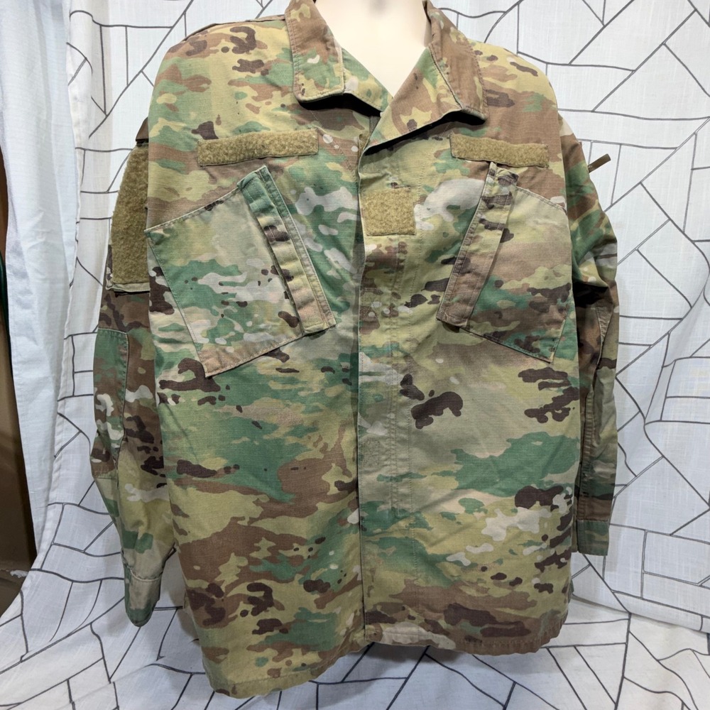 US Military OCP Multicam ACU Coat Jacket Lg Regular Green Camo Excellent Ripstop
